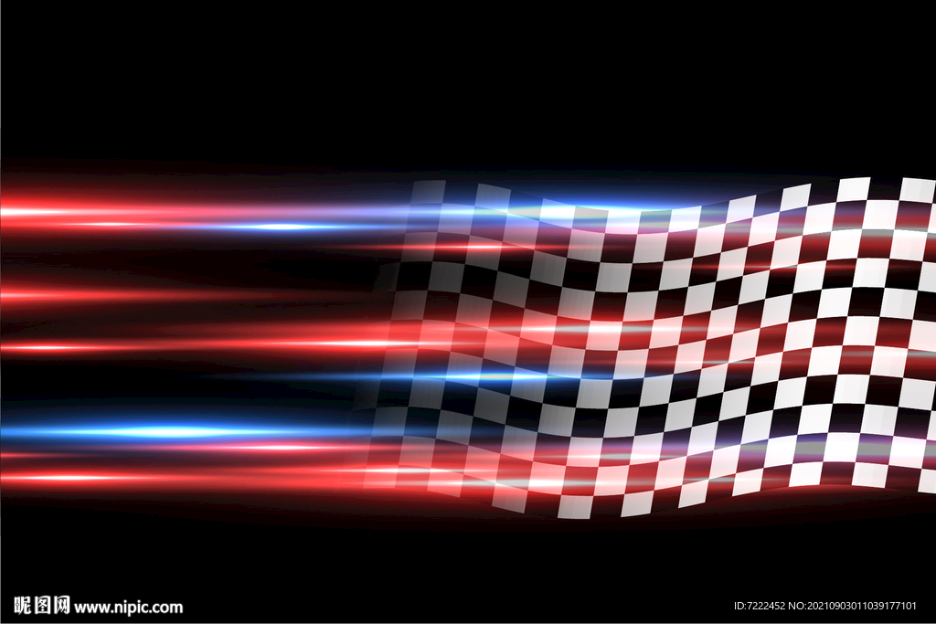 棋盘格旗赛车海报