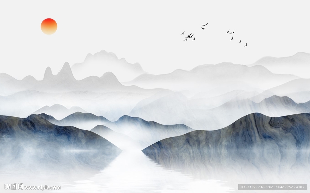 新中式山水背景墙