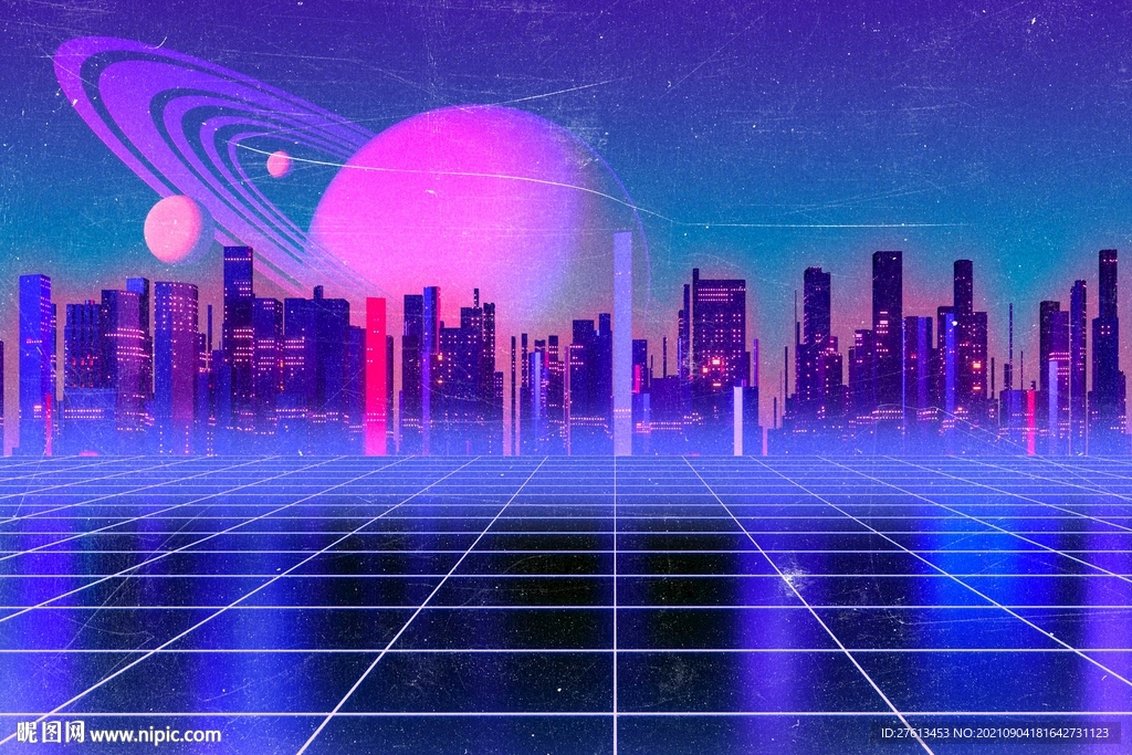 赛博朋克未来城市科幻背景