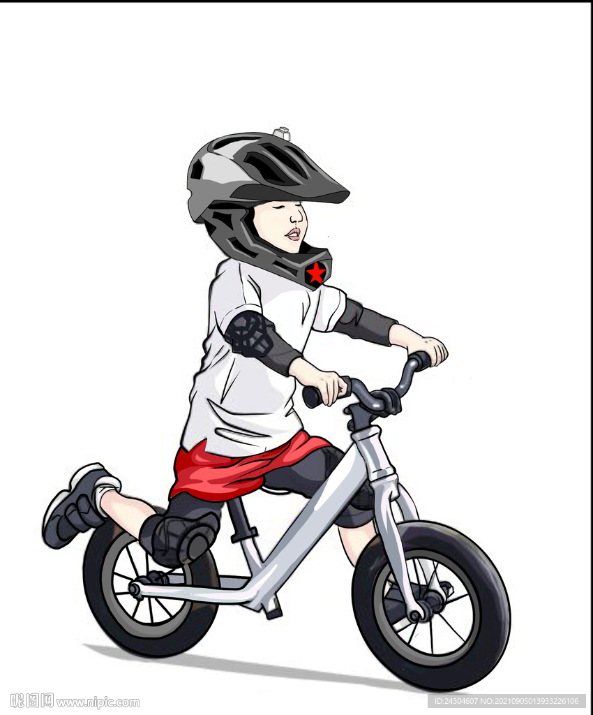 平衡车手绘卡通儿童骑车比赛