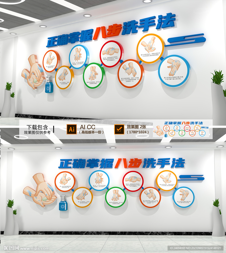 八步洗手法文化墙