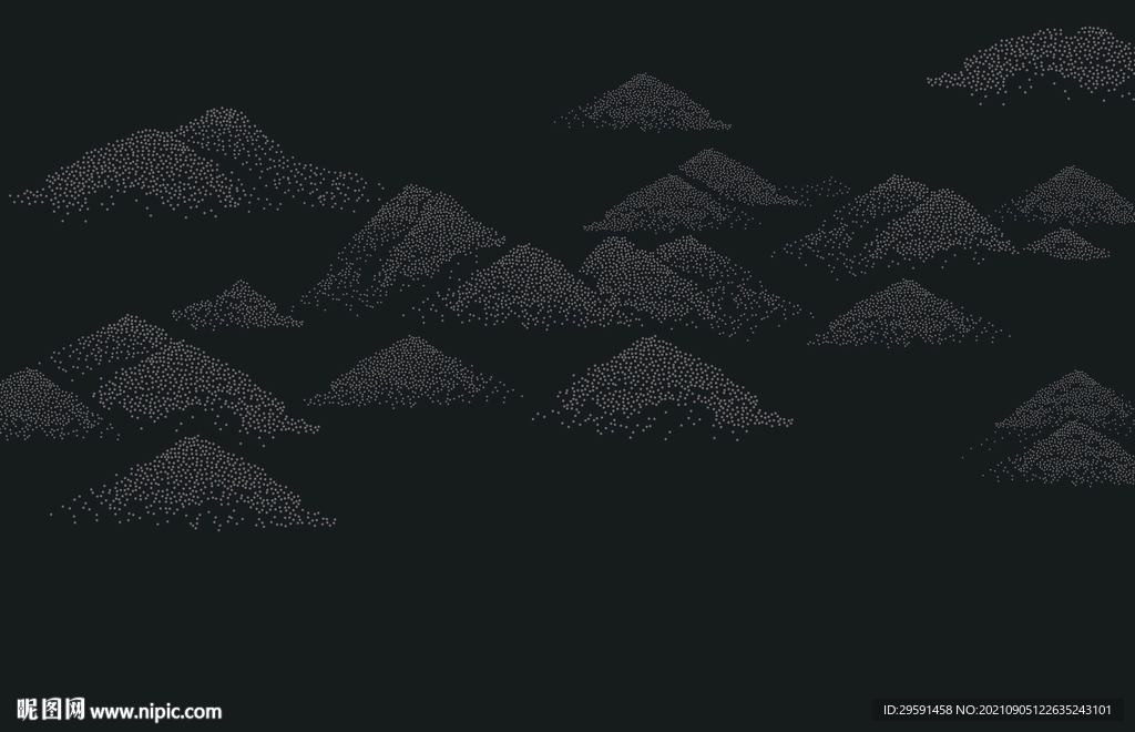 圆点山水画背景墙