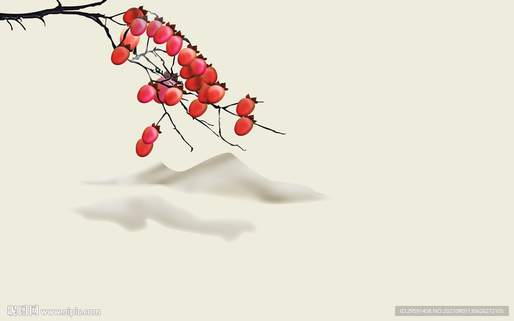 手绘柿子背景墙