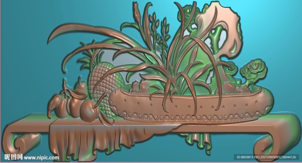 灰度博古花瓶兰花