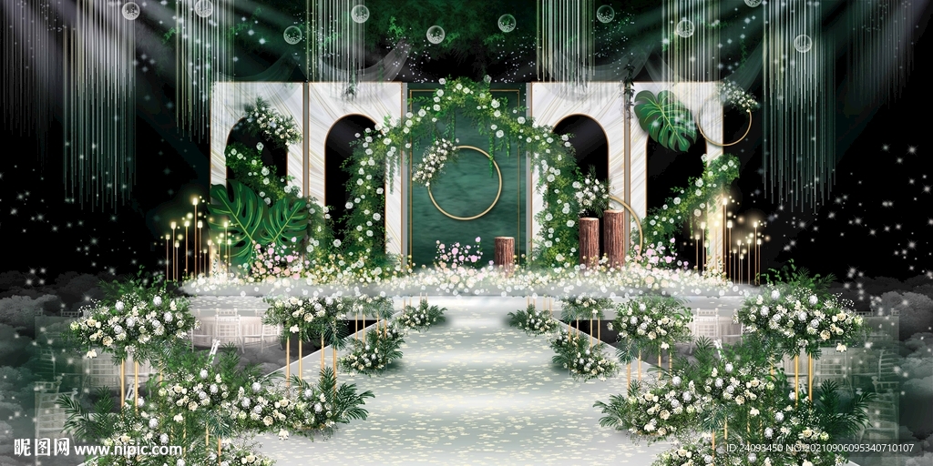 简约森系白绿色婚