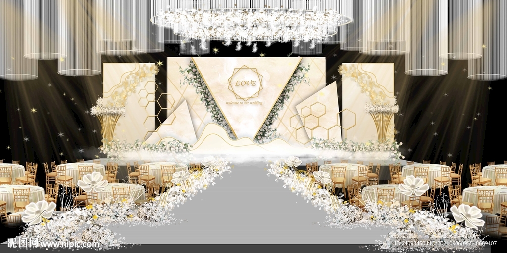 简约香槟大理石婚礼