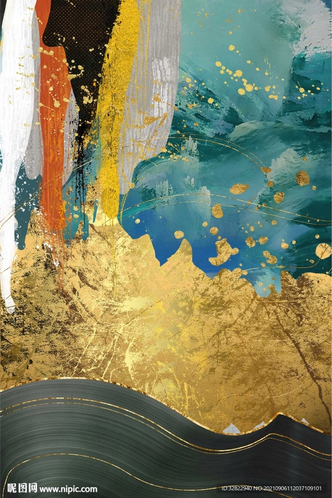 抽象金箔鎏金装饰画