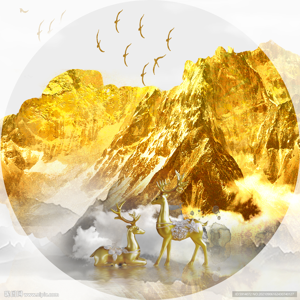 装饰画 新中式 金山