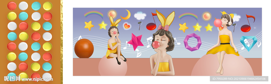 可爱人物插画装饰画