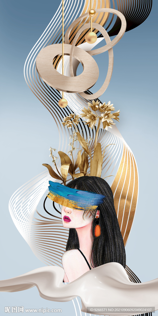 抽象几何艺术线条玄关画床头画