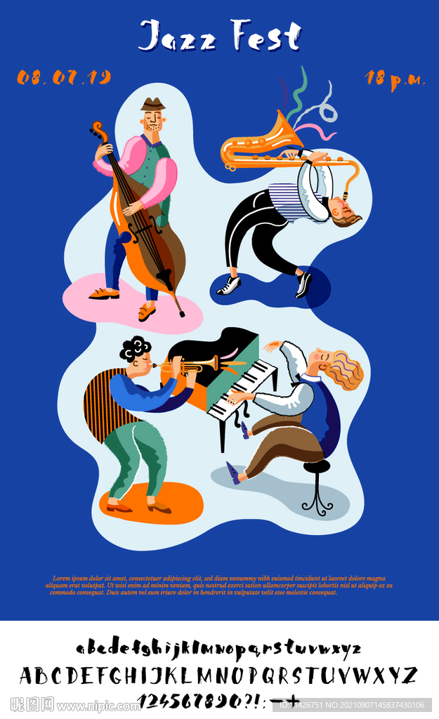 jazz插画人物海报