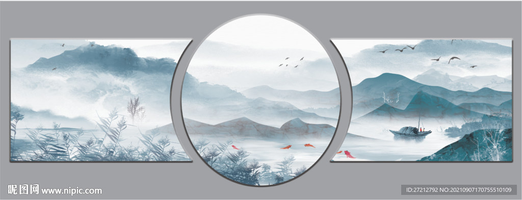 山水画 远山 水墨画 诗意 小