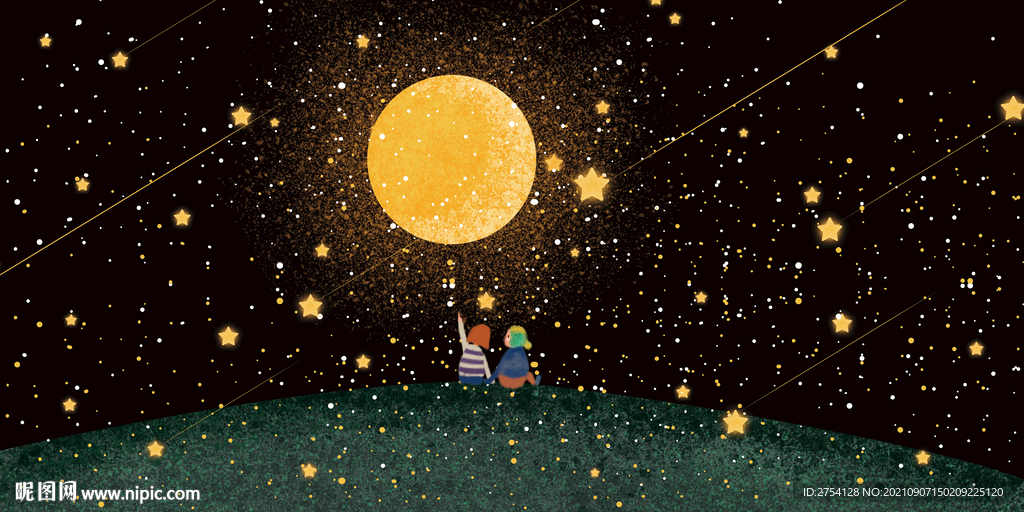 晶瓷画 星空夜晚 情侣