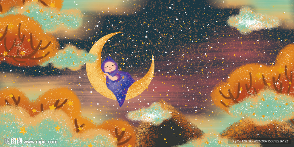 晶瓷画 抽象画 月亮