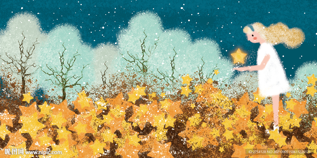 晶瓷画 抽象画 星星 女孩