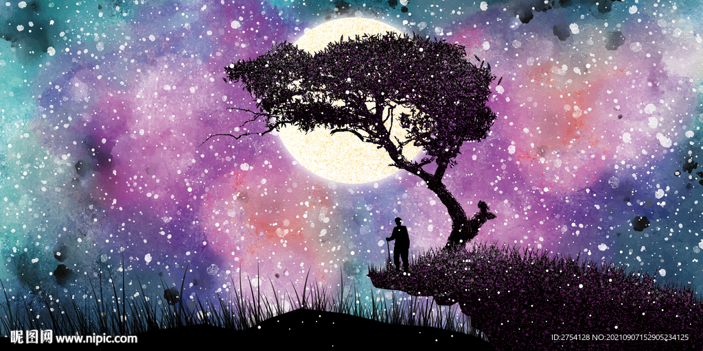 晶瓷画 抽象画 星空夜晚