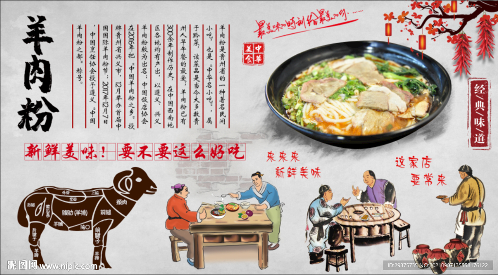 羊肉粉工装背景墙