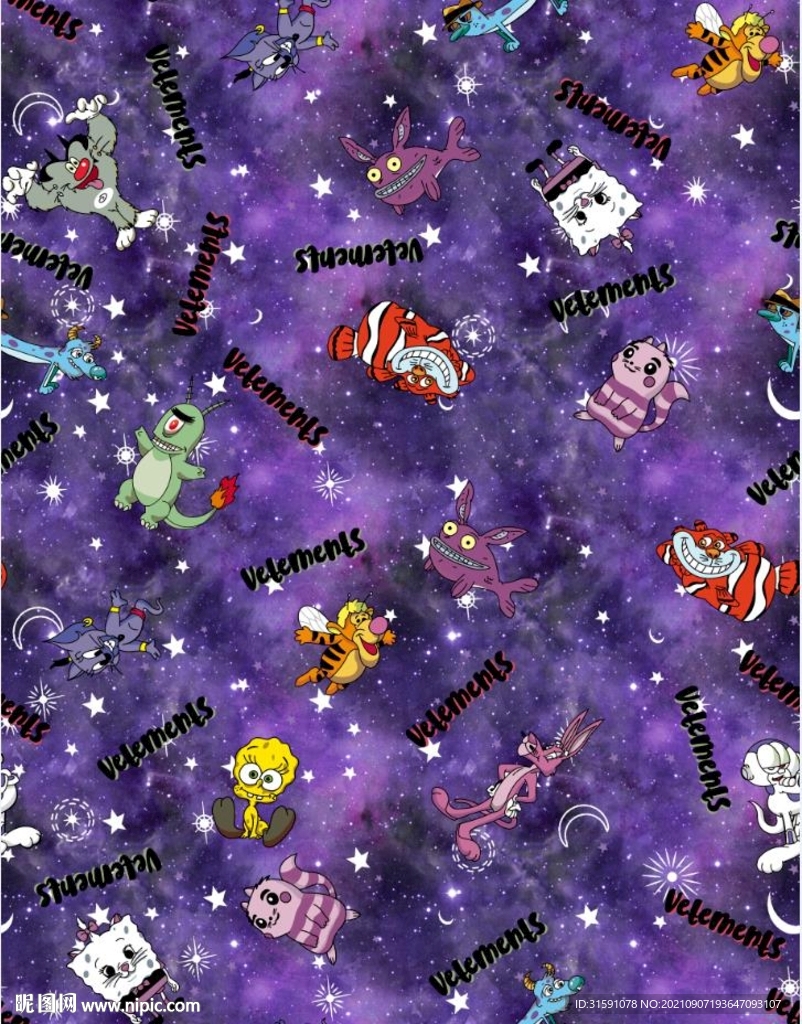 大牌 卡通 扎染 