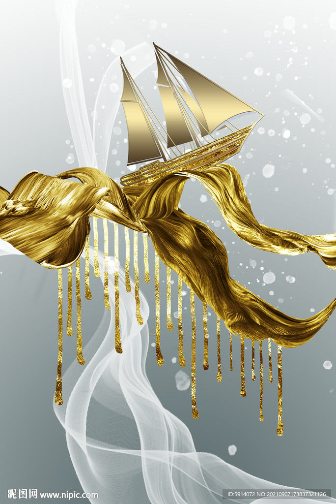 晶瓷画 抽象画 帆船