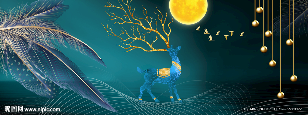 晶瓷画 麋鹿 新中式