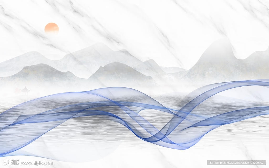 新中式山水背景墙