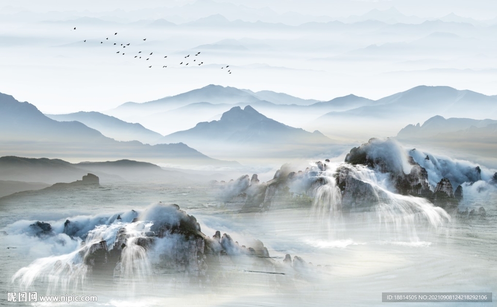 新中式山水背景墙