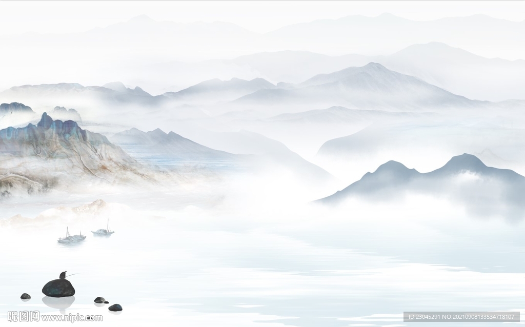 新中式山水背景墙