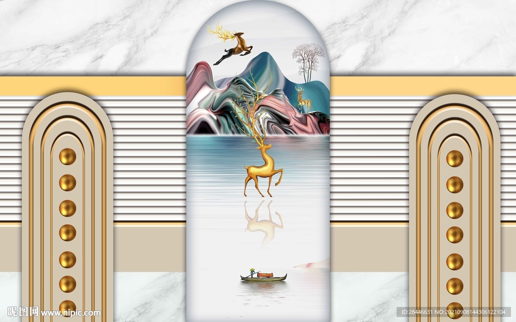 现代简约轻奢背景墙