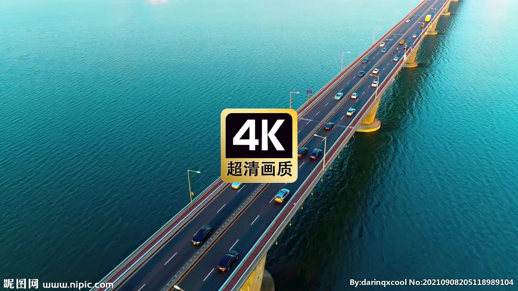 航拍跨海大桥特写