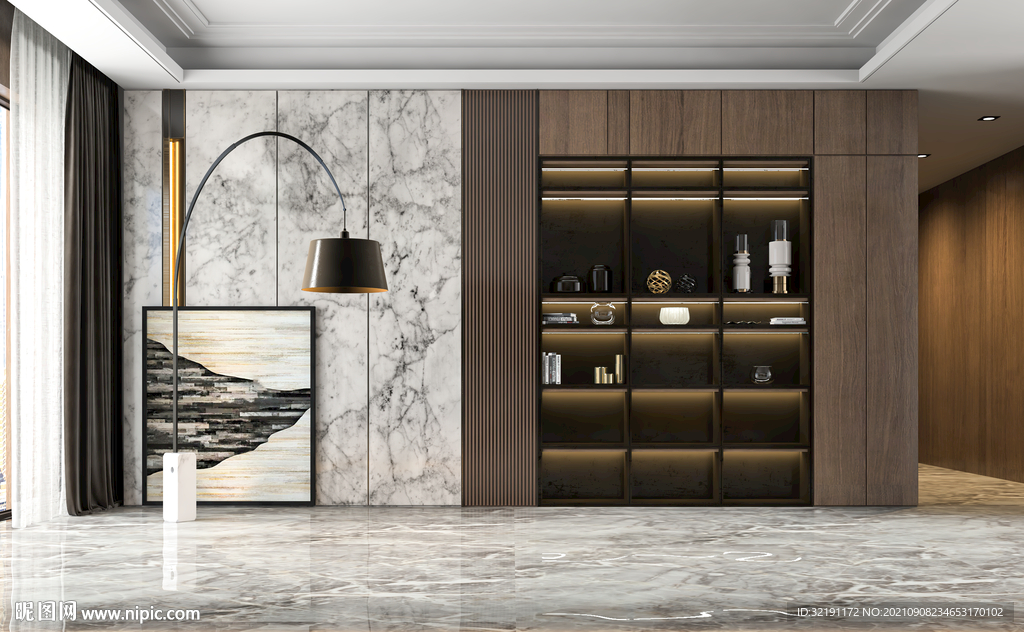 现代极简轻奢客厅沙发背景墙