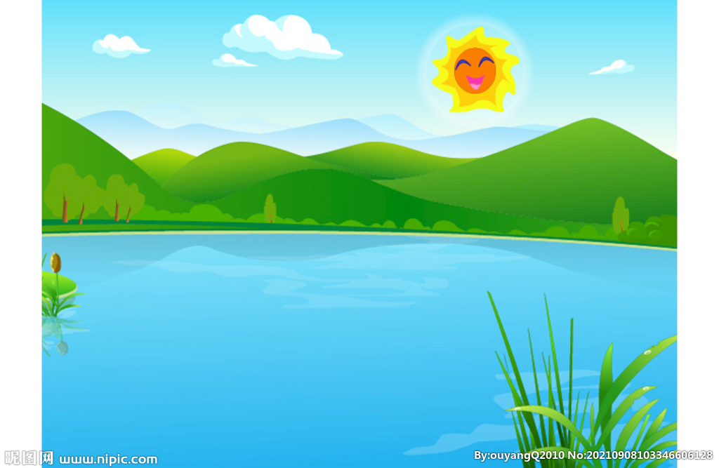 早晨湖边太阳景