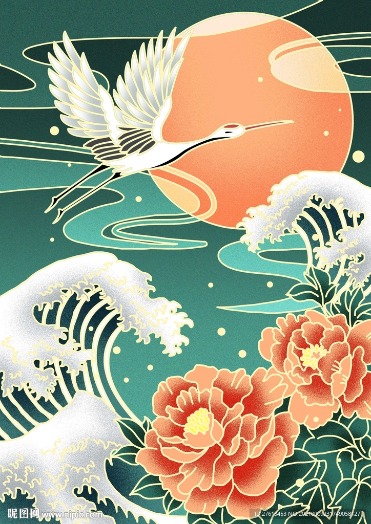 仙鹤腾飞海报插画