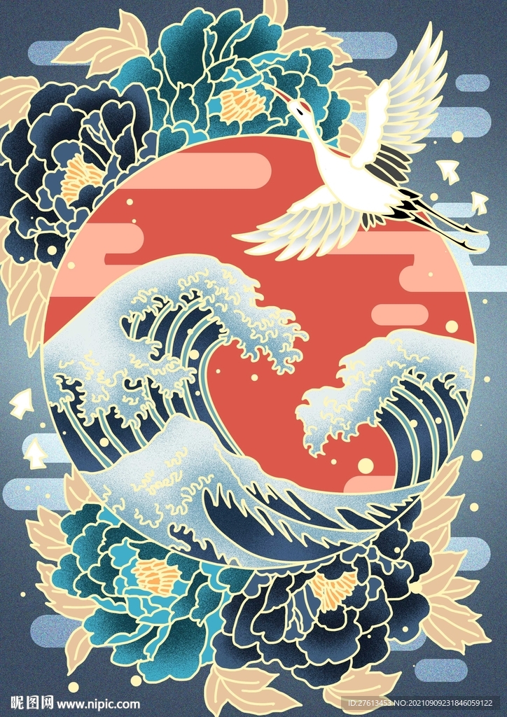 复古中秋节插画海报背景