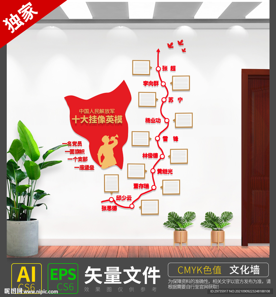 竖版十大英雄文化墙魔板