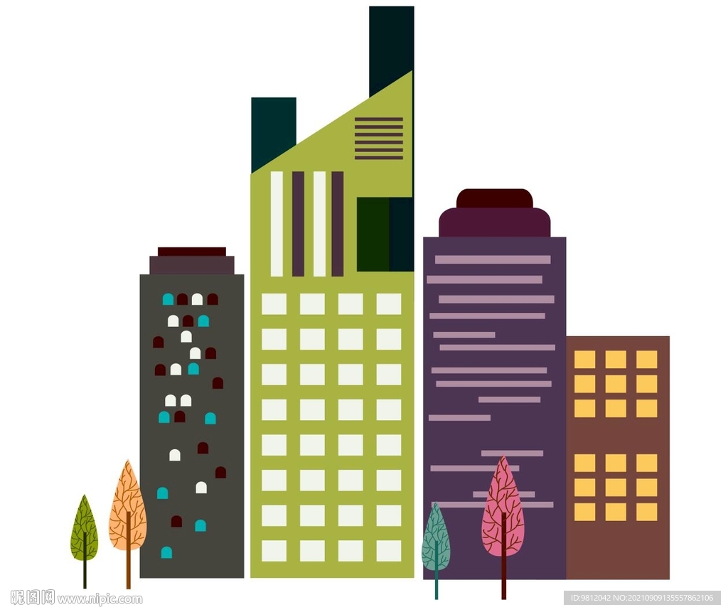 建筑剪影  城市高楼 建筑矢量