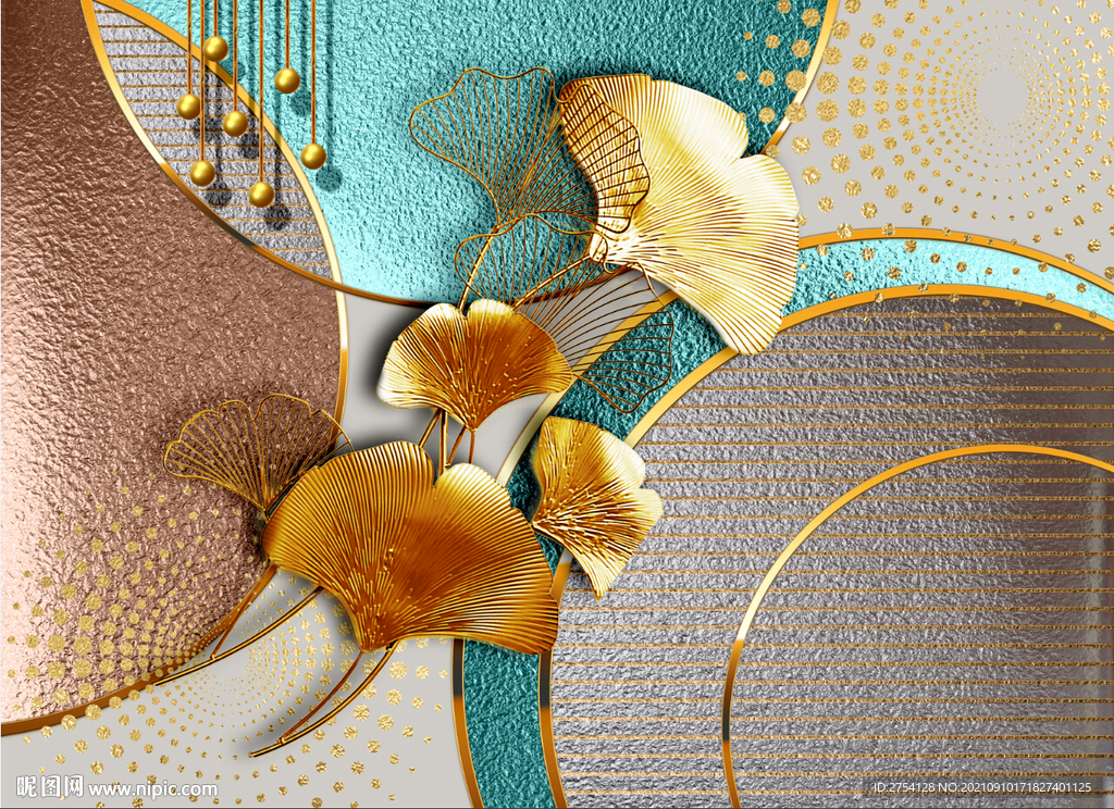 晶瓷画 抽象画 杏叶