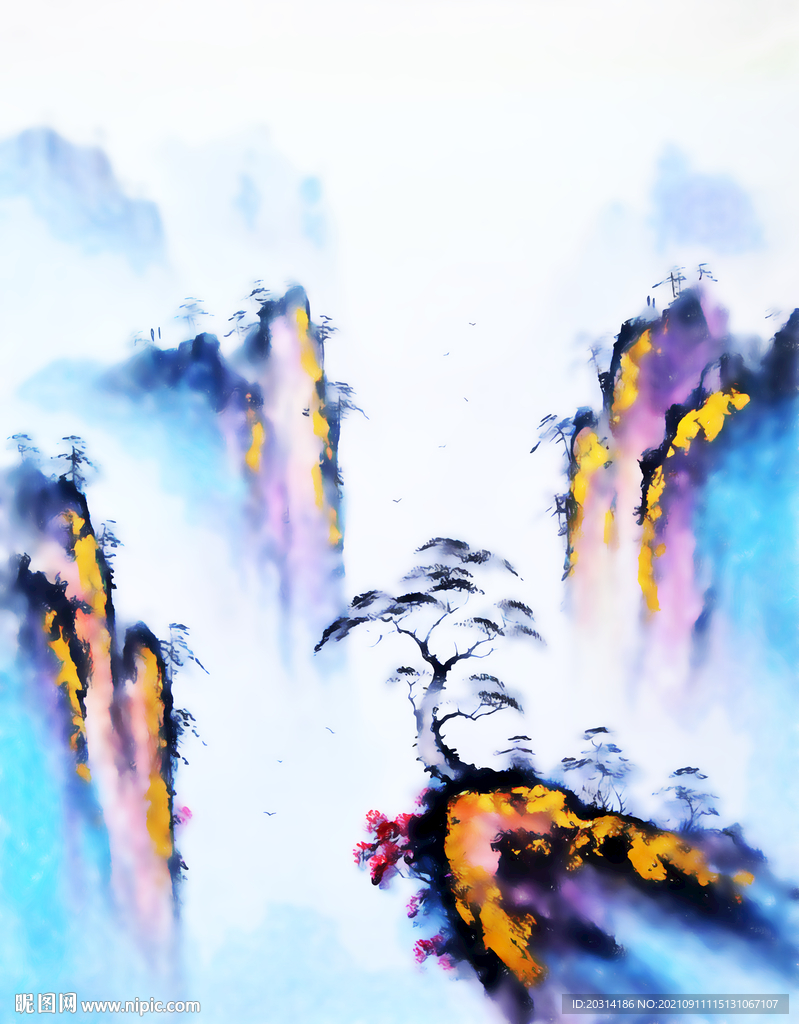 中式水墨山水风景画