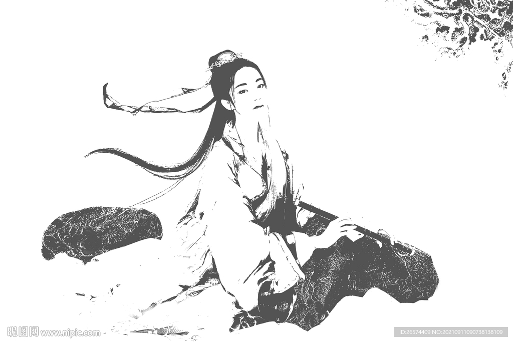 古风水墨美女