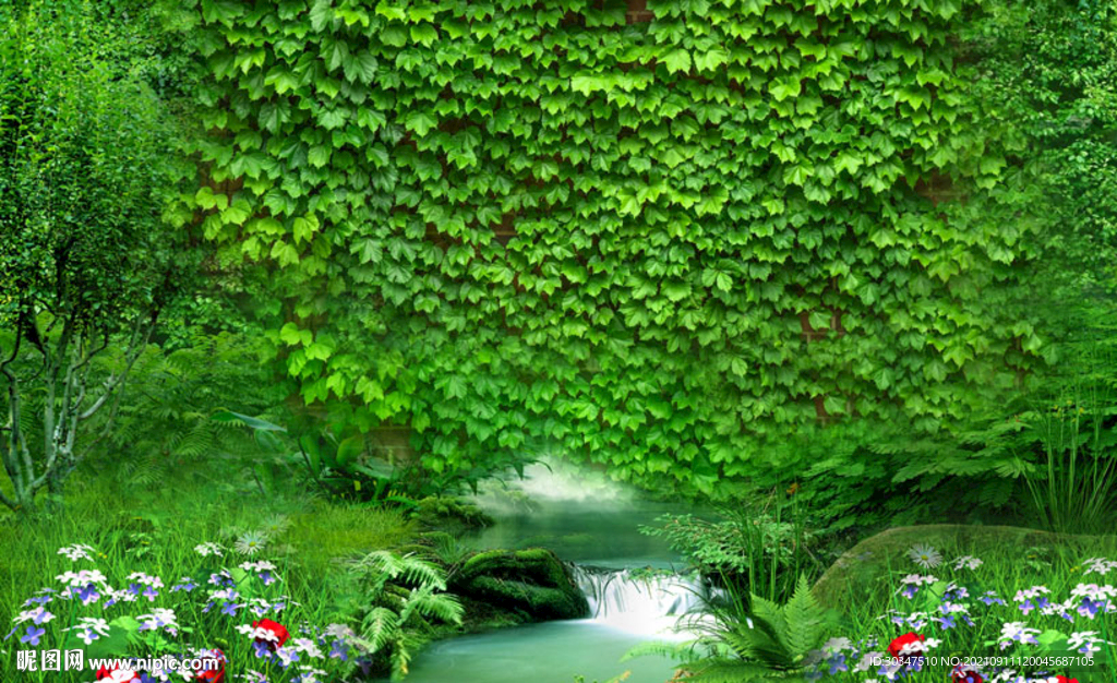 爬墙虎绿植背景墙