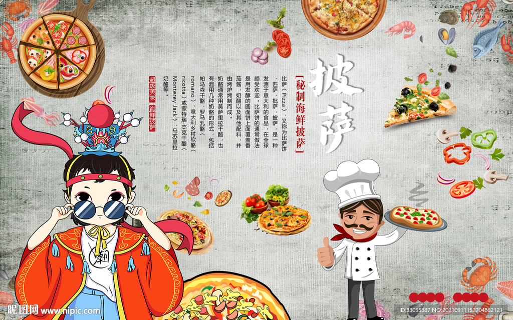 工装 披萨背景墙画