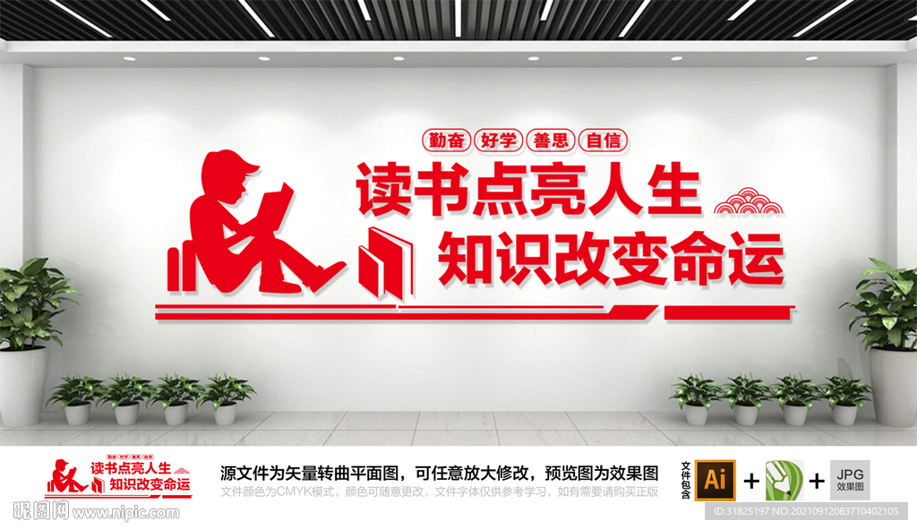 校园读书知识阅读文化墙