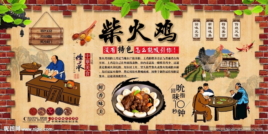 柴火鸡背景墙