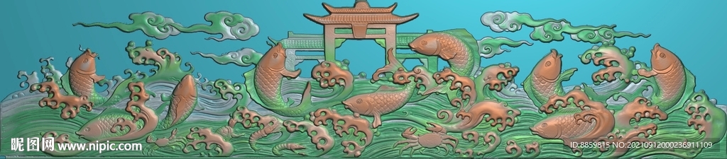 扫描灰度鲤鱼跃龙门