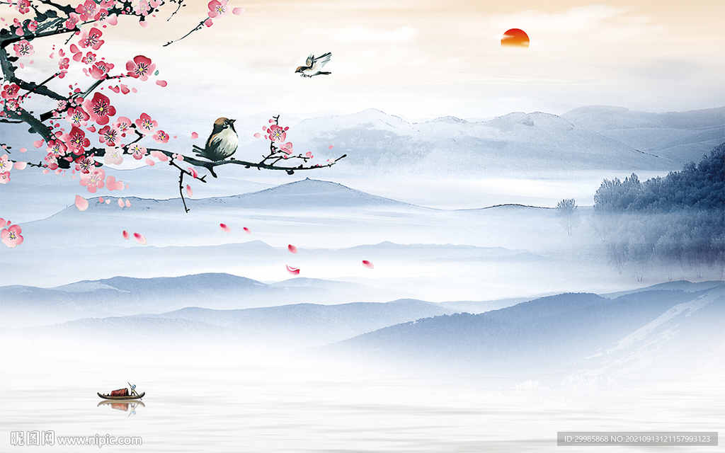 高雅新山水无框画 tif分层