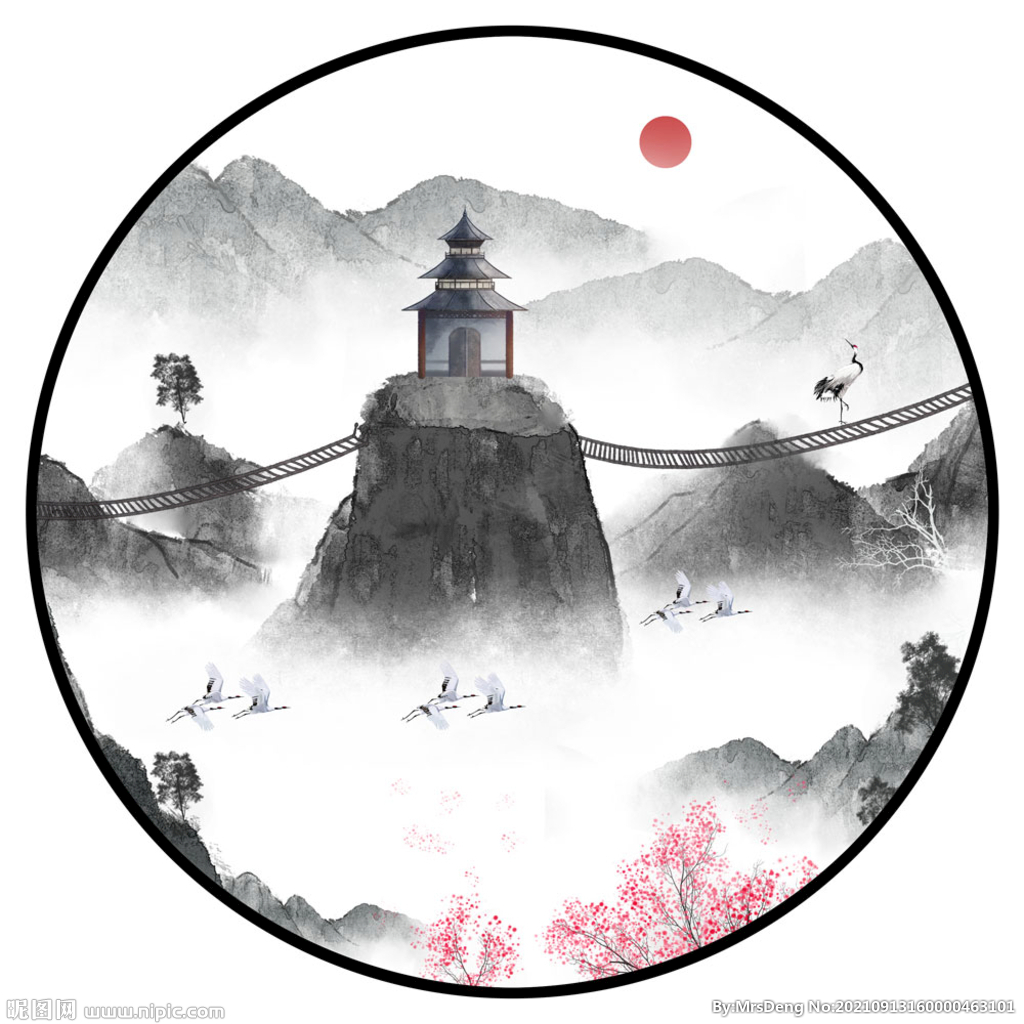 中式水墨意境山水装饰画