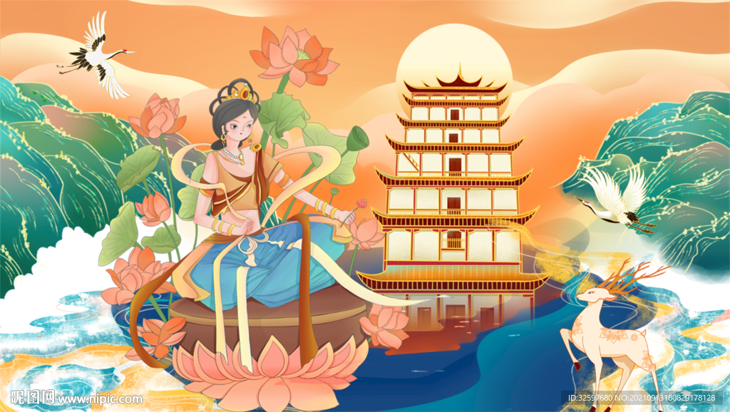 敦煌插画背景
