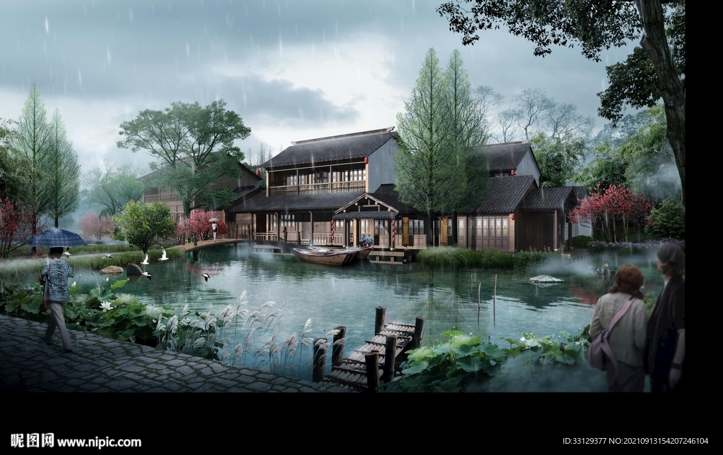 雨景效果图