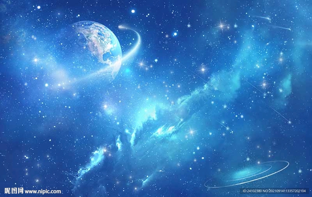 蓝色唯美星空宇宙星云背景
