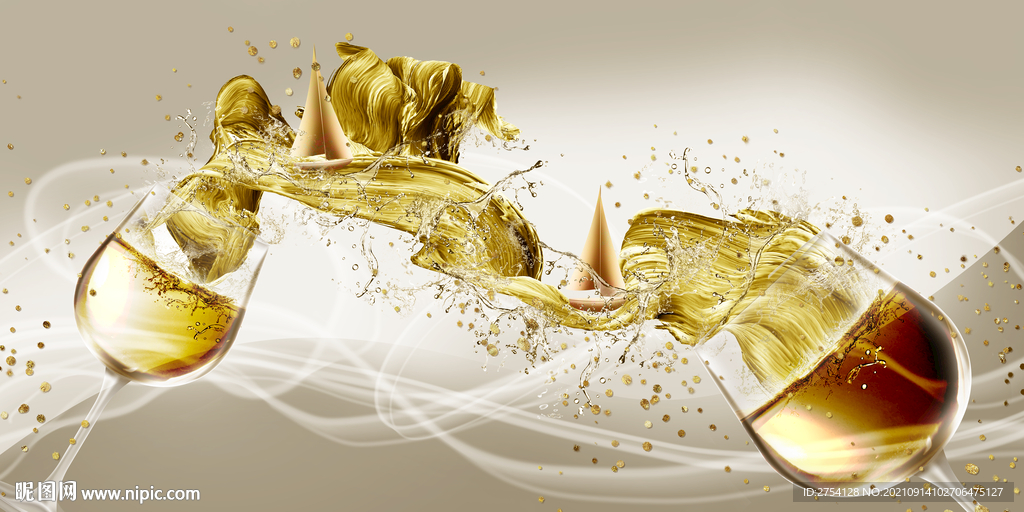 晶瓷画 高足酒杯