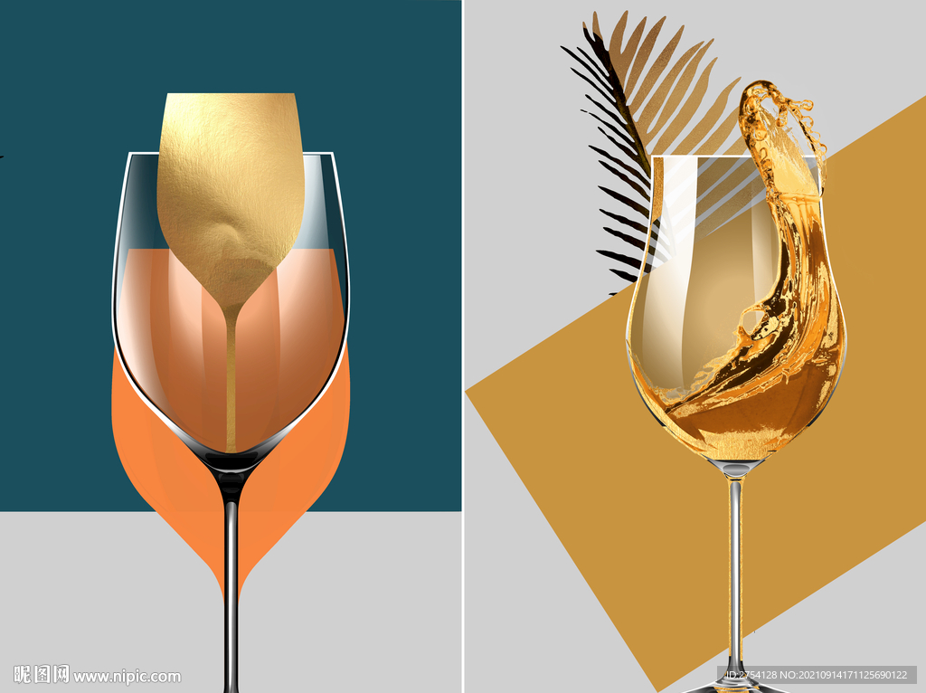 晶瓷画 高足酒杯